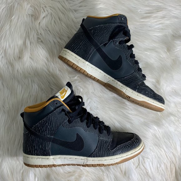 Nike All Black Zebra Print High Top Size 8.5 Kicks - Picture 1 of 8